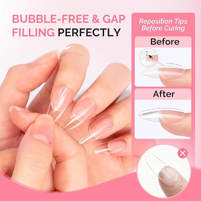 MelodySusie 2Pcs*20g Solid Nail Glue Gel, Super Strong & Long Lasting Soft Gel Nail Tips Glue for Acrylic Fake Nails, 3D Christmas Nail Art, Nail Gem, Soak Off UV & LED Lamp Needed, Home DIY & Salon