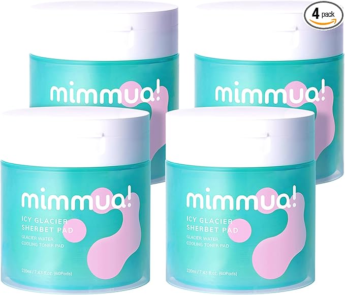 Ice Sorbet Toner Pads | Skin Prep Wipes for Puffiness, Under Eye Bags & Instant Face Lift | Gel Pads for Sunburn Relief & After Sun with 30% Glacial Water & Caffeine | Pack of 4 (240 Count)