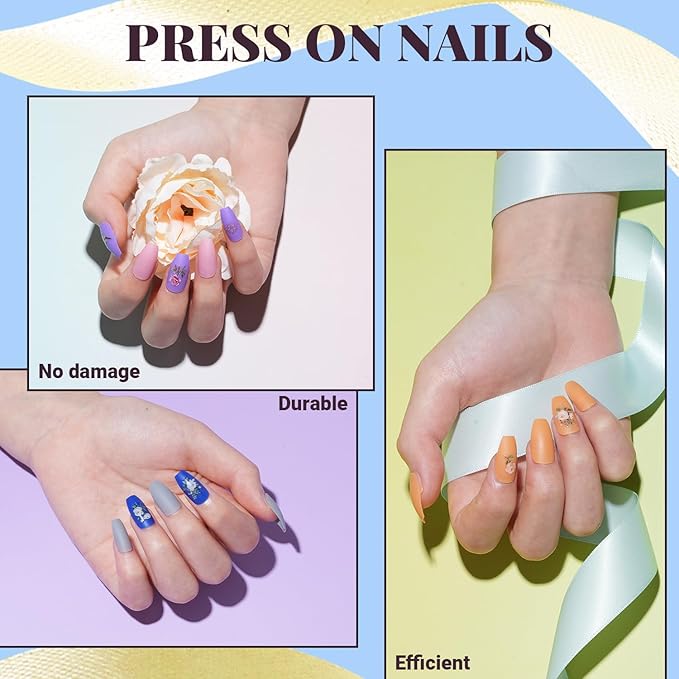 TsMADDTs Matte Press on Nails Coffin, Short Matte Fake Nails Almond 720PCS with Nail Adhesive Tabs, Files, Stickers, Tweezer, Glue for Nail Art DIY at Home