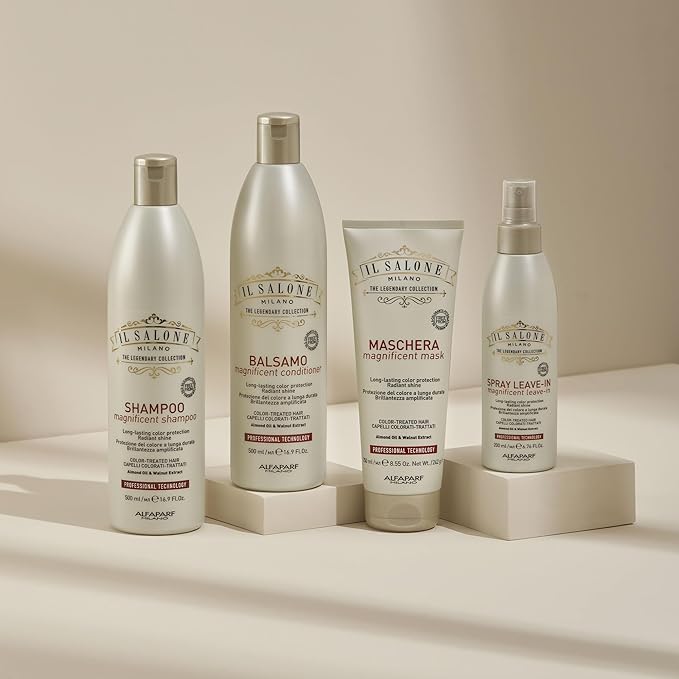 Il Salone Milano Professional Magnificent Shampoo - Color Safe Shampoo for Processed and Color Treated Hair - Enriched with Almond Oil for Radiant Shine - Salon-Quality Hair Care (16.9 oz / 500 ml)