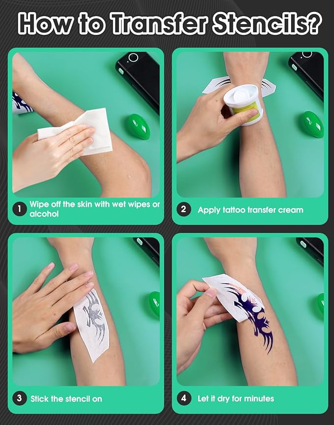 Phomemo M08F Wireless Tattoo Transfer Stencil Printer, Thermal Tattoo Machine with 10pcs Free Stencil Paper, Portable Printer Kit for Artists & Beginners, Compatible with Smartphone & PC