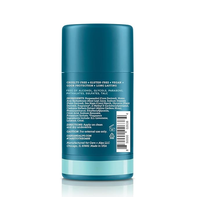 Oars + Alps Aluminum Free Deodorant for Men and Women, Dermatologist Tested and Made with Clean Ingredients, Travel Size, Aspen Air, 3 Pack, 2.6 Oz Each