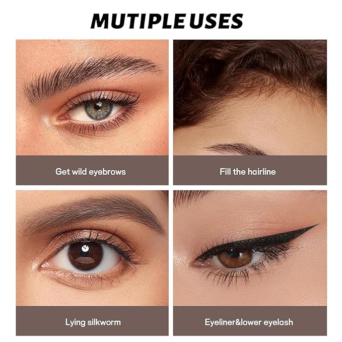 2 Pack Eyebrow Pen, Waterproof Microblading Eyebrow Pencil, 4 Tip Precise Eye Brow Makeup Pen for Women to Effortlessly Create Hair Like Natural Brows, Non Dry Out and Last All Day (Black Brown)