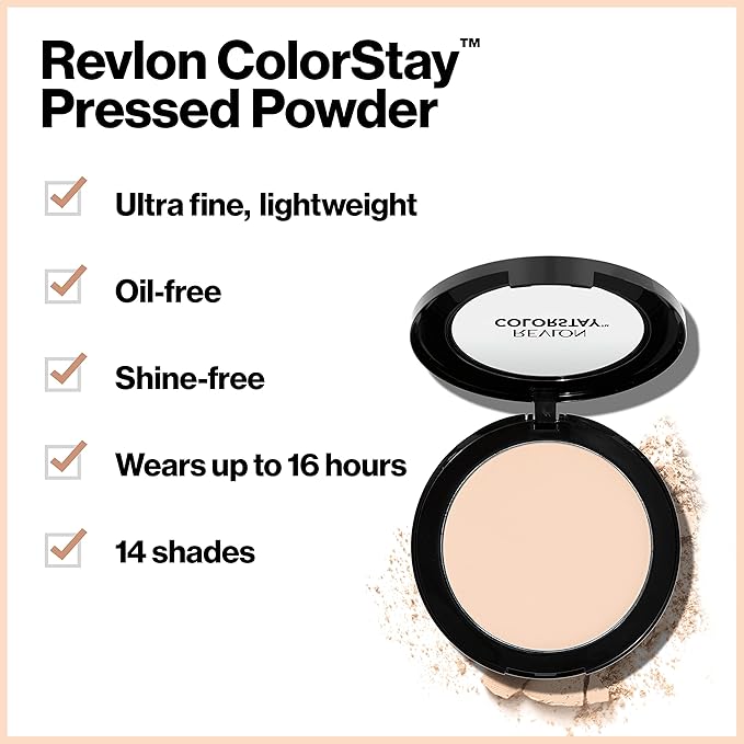 Revlon ColorStay Pressed Powder Face Makeup, Longwearing, Fragrance-Free, Noncomedogenic, 850 Medium Deep, 0.3 oz