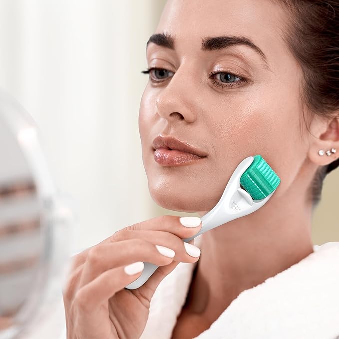 Derma Roller 192 Titanium Individual Real Micro Needles Microneedle Roller - At Home Microdermabrasion Face Beard Roller Dermal Roller