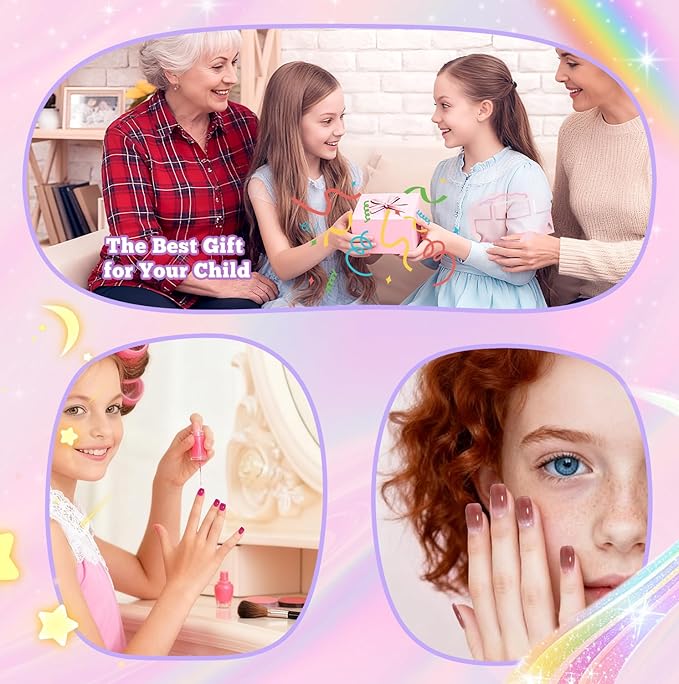 krofaue Short Kids Clear False Nails - 240Pcs Press on Nails for Little Girls Full Cover Children Fake Nails Fingernail Decoration 10 Sizes Soft Gel Nail Tips for Kids