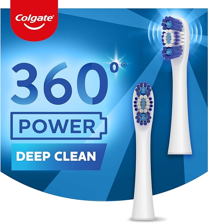 Colgate 360 Deep Clean Battery Powered Toothbrush Replacement Heads, Soft, 2 Pack