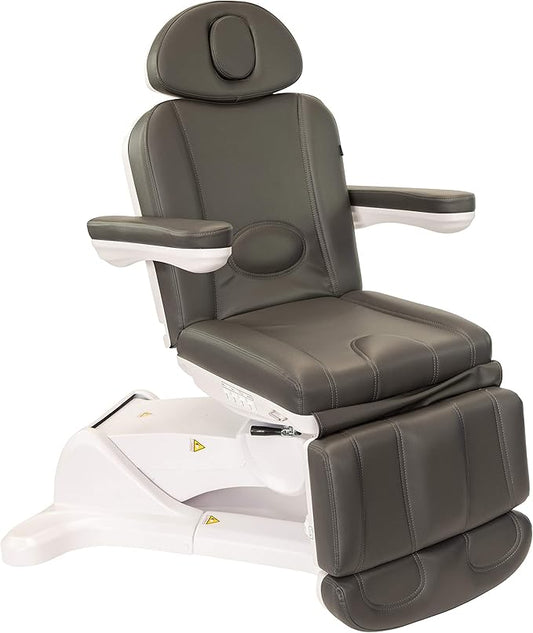 Professional Facial, Massage, and Medi Spa Exam Chair for Esthetician - All-Electric 4-Motor Procedure Table with 240° Swivel and Adjustable Headrest - 440lb Capacity, (Grey)