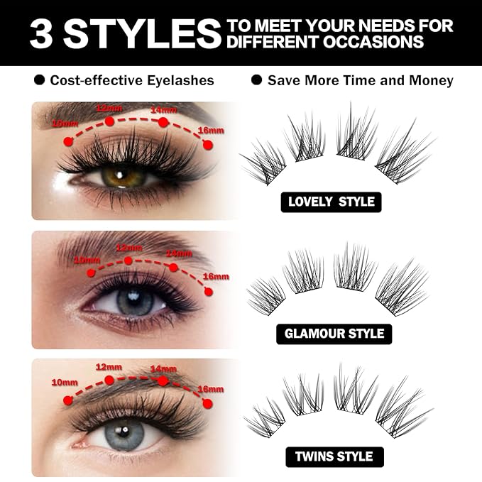 DIY Eyelash Extension Lash Clusters 120 Clusters False Eyelash 3D Effect Individual Natural Lashes Set at Home Eyelash Extension Kit Lashes Pack (TWINS)