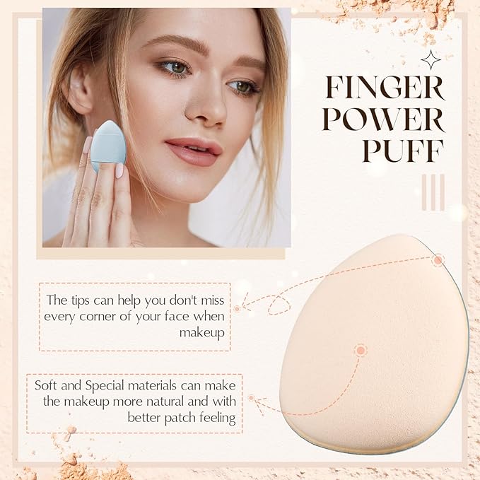 Gerrii 72 Pcs Finger Powder Puff Mini Makeup Sponge Soft Beauty Makeup Blender Puff for Foundation, Face Powder, Under Eye Setting, Concealer, Repair Cream, Cosmetic Tool(Blue)