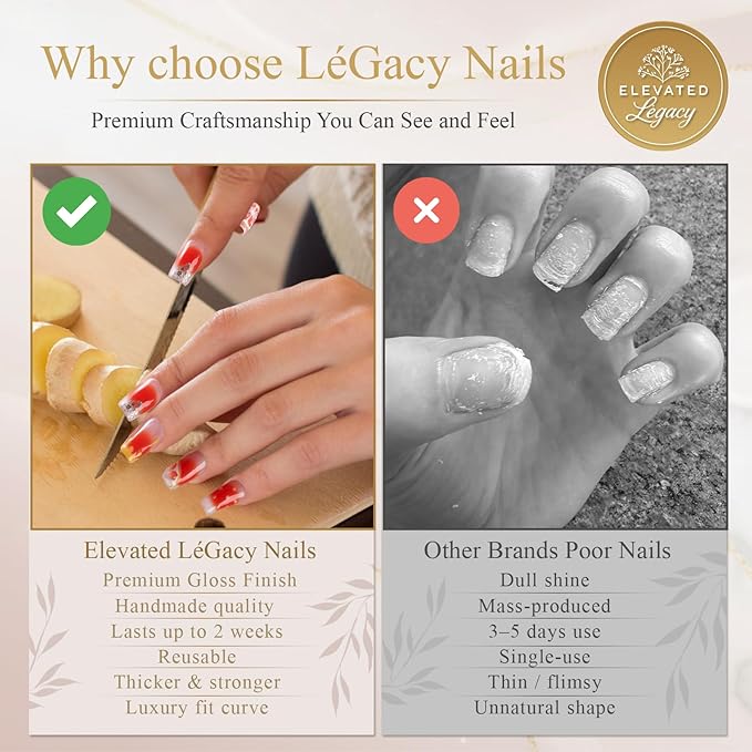 Medium-Citrus Splash French Tip Press-On 10 Nails Manicure Kit for Women | Custom Handcrafted Nail Glue, Dual Nail File, Cuticle Stick & Buffer Block | Measure Before Ordering