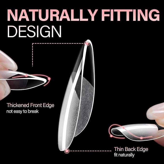 AILLSA Medium Almond Nail Tips - 240pcs Thickened False Nail Tips Half Matte Nails Tips, Fake Nails Nail Extension for Manicure