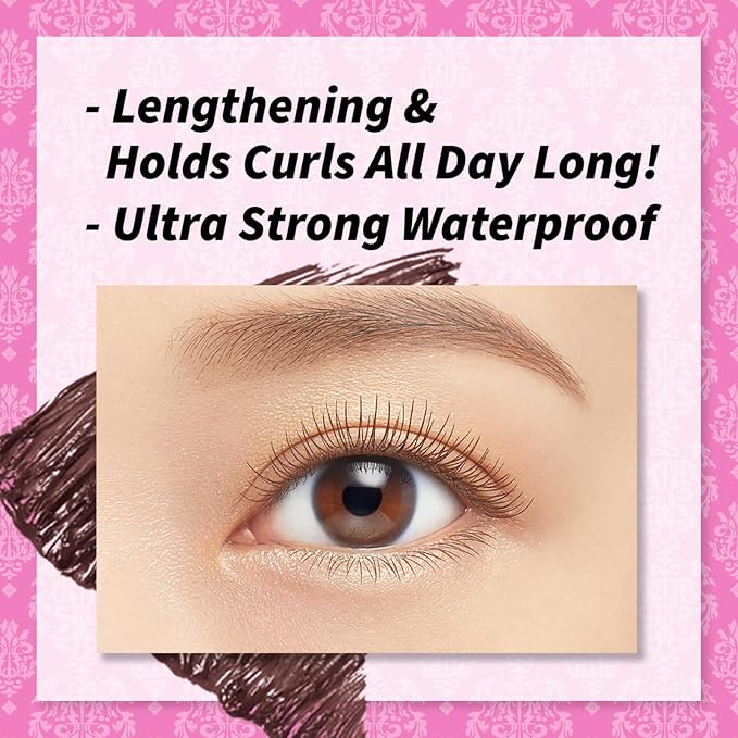 HEROINE MAKE by KISSME Mascara Duo Set | 2 Full-Size - Long & Curl Up | Waterproof Mascara Brown, Lengthening & Volume Fiber Tubing Mascara Makeup, WP 02 Brown