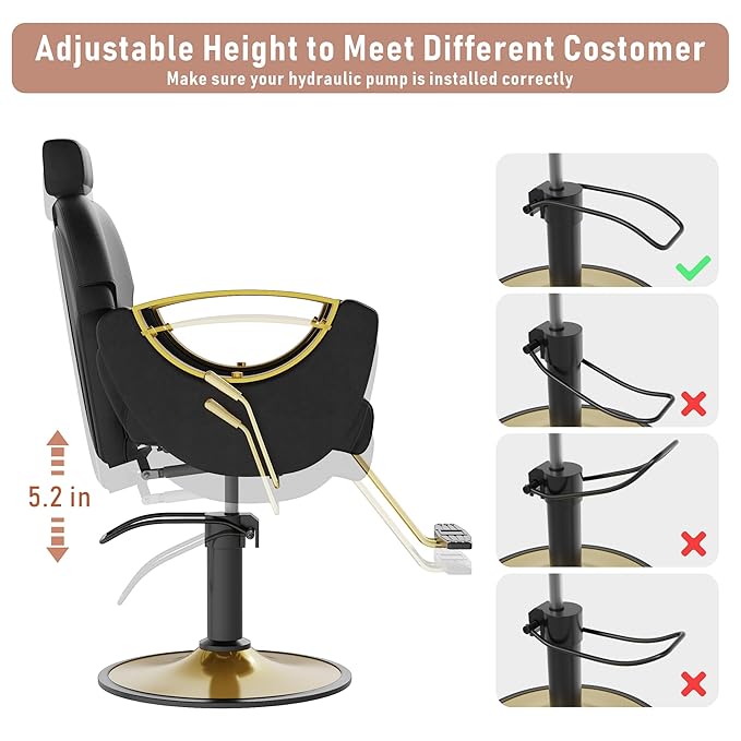Barber Salon Chair for Hair Stylist, Height Adjustable Hydraulic Hair Reclining Salon Chairs, 360 Degrees Rotation, Multi-Function Shampoo Chair for Barbershop (Modern Black)