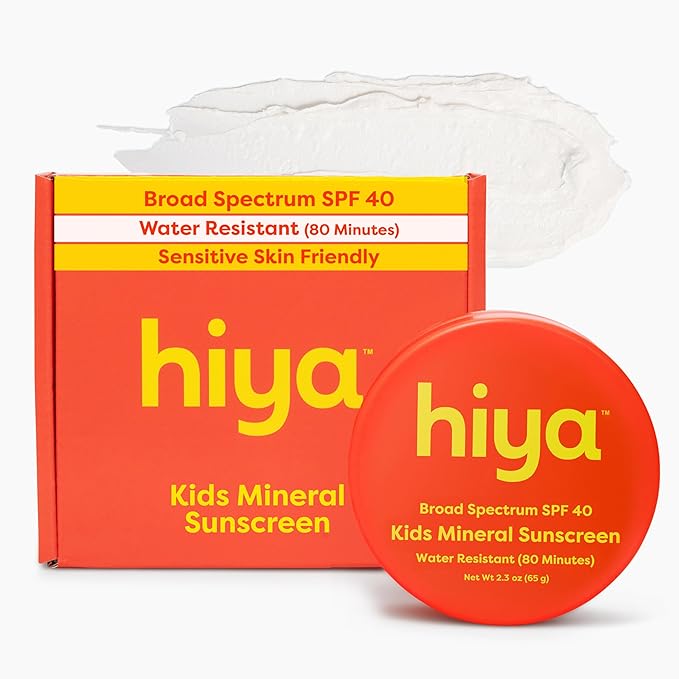 Hiya SPF40 Kids Mineral Sunscreen - 100% Mineral & Reef-Safe - Sunscreen with 80-Minute Water Resistance - Pediatrician-Approved Sunblock for Kids and Toddlers