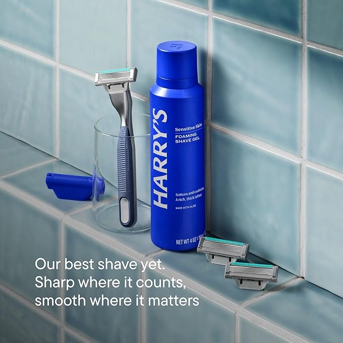 Harry's-PLUS: Razor for Men - Premium Handle, Razor Blade Cartridge, and Travel Blade Cover - Advanced Pivoting System - Shaving Kit for Men - Clay