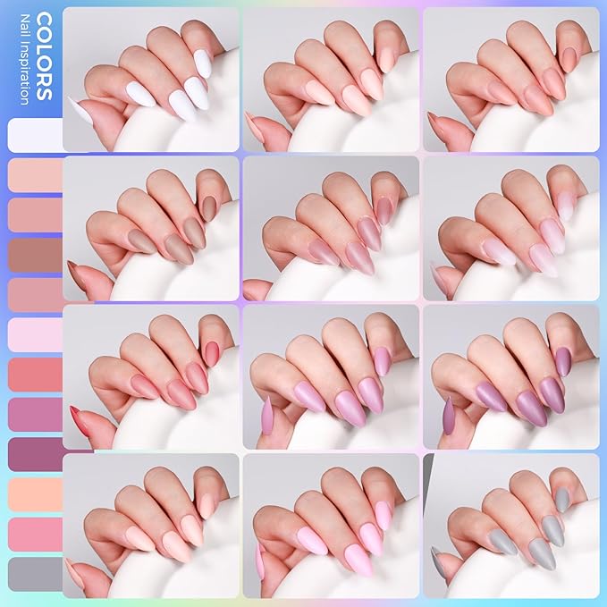 Press on Nails, 24 Colors 720PCS Short Almond False Nails with 15 Sizes, Full Cover Press on Nails for Women, Lightweight Matte Natural Fake Nails for Nail Art Design
