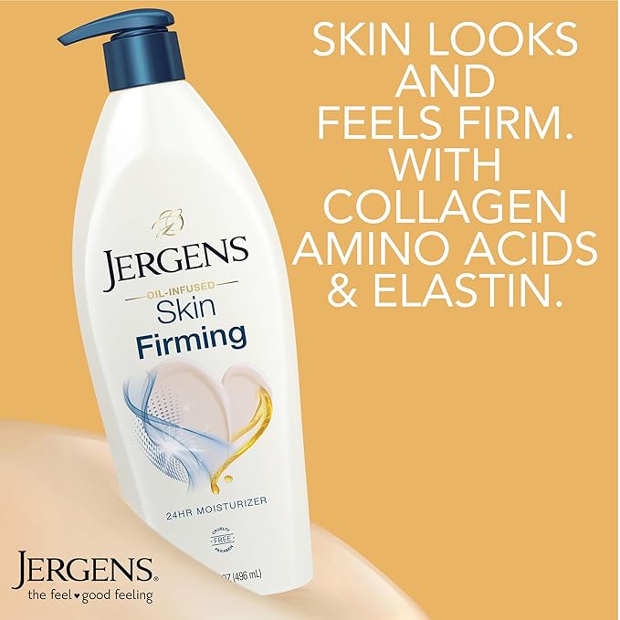 Jergens Skin Firming Body Lotion for Dry to Extra Dry Skin, Skin Tightening Cream with Collagen and Elastin, Dermatologist Tested, Hydralucence Blend Formula, 16.8 Oz, Pack of 3