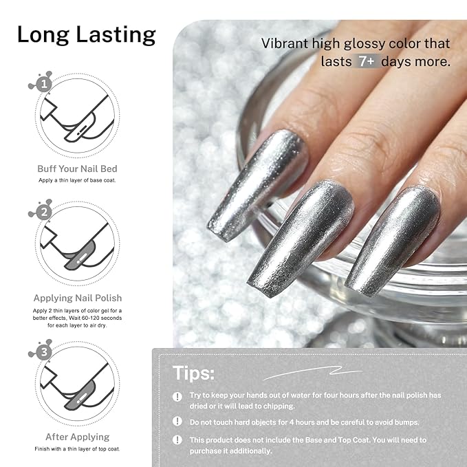 16.5ml Glitter Silver Nail Polish Large Volume Quick Dry Nail Polish, Long Lasting Shine, Fingernail Toenail Nail Art DIY Home Travel Nail Art Gift