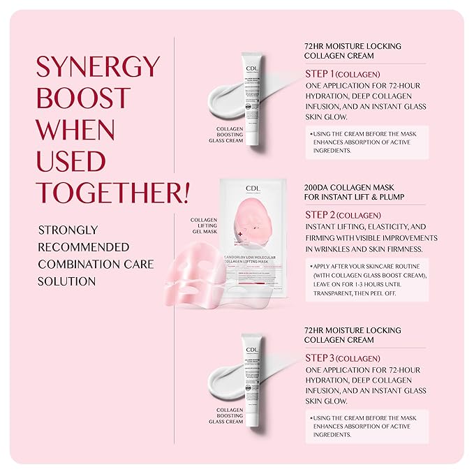 Collagen Boosting Glass Cream, Korean Glowing Skin Deep Hyrdration for 72 HR, Instant Elasticity Improving,PDRN Pomegrante Hyaluronic Acid, Korean SKin Care, 1.69 oz