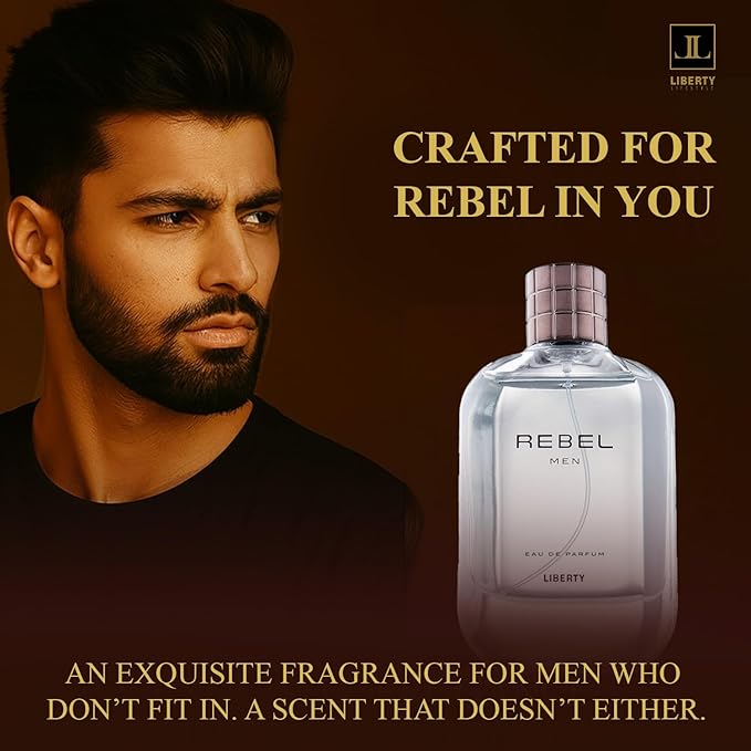Liberty Luxury Rebel Perfume for Men 100ml, Powerful Long Lasting Eau De Parfum with Spicy Woody Notes Masculine Fragrance for the Modern Rule Breaker, men cologne, Gift For Men,100ml