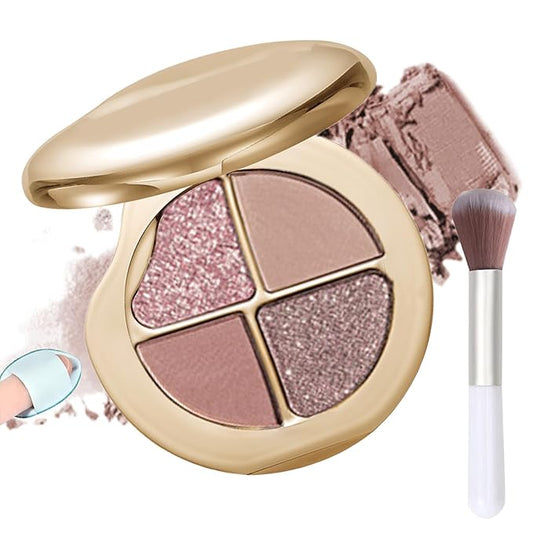 Glow Gallery Highlighting Eye & Cheek Palette, 4-Color Metallic Shimmer Eye & Cheek Palette, Blush and Highlighter Palette, Makeup Set for Shading, Highlighting & Defining the Face (#05)