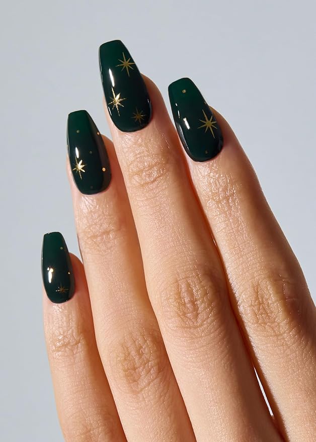 ohora Semi Cured Gel Nail Strips (N Wishing Star) - Works with Any Lamps, Salon-Quality, Long Lasting, Easy to Apply & Remove - Includes 2 Prep Pads, Nail File & Wooden Stick