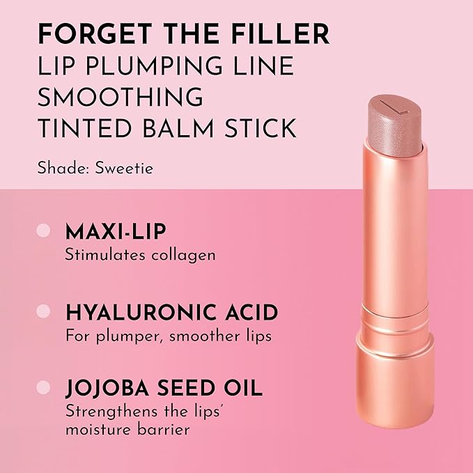 Lawless Forget the Filler Lip Plumping Line Smoothing Tinted Balm - Sweetie - Premium Tinted Lip Balm with Natural Ingredients to Plump and Smooth Lips for a Firmer, Fuller Look - 0.09 oz