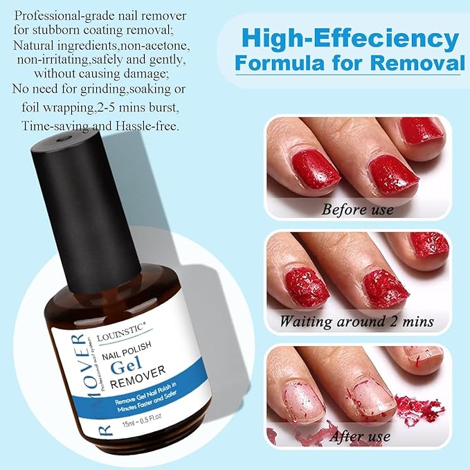 2PCs Gel Nail Polish Remover - 30ML,Fast & Easy, with Roller Cuticle Oil, No Need to Wrap and Soak, Remove Gel Polish in 2-5 Minutes at Home, No Damage to Nails, with Cuticle Pusher Tool,Nail File