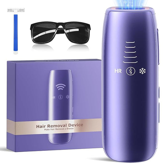 Laser Hair Removal with 5℃ Ice Cooling, Painless IPL Laser Hair Removal Device for Women & Men, 999,999 Flashes, 5 Levels, 2 Modes, Permanent At-Home Hair Removal for Face & Body, with 3 in 1 Set