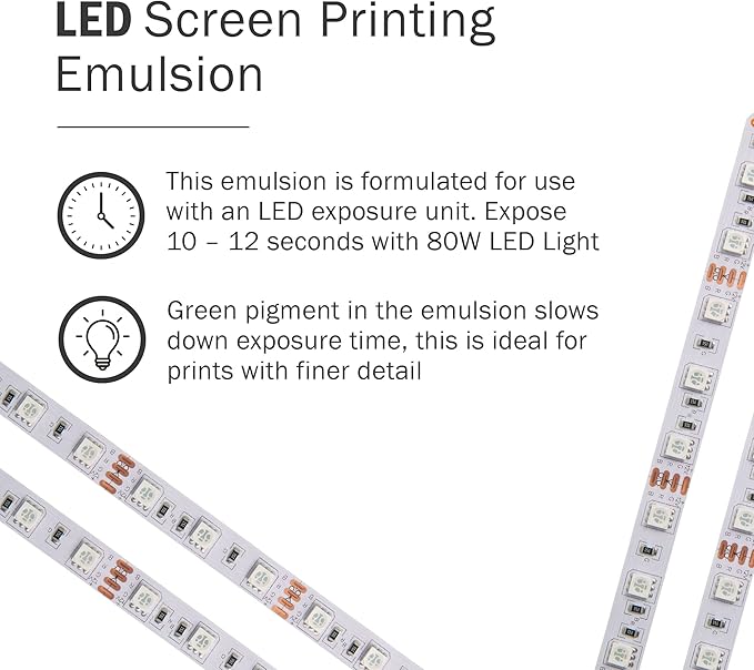 Ecotex® L E D Green Screen Printing Emulsion (Quart - 32 oz.) Pre - Sensitized Photo Emulsion for Silk Screens, Textiles, and Fabric - for Screen Printing Plastisol Ink, Screen Printing Supplies