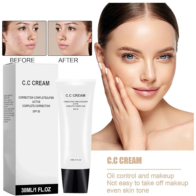 Cc Cream for Older Women, Cc Cream Self Adjusting for Mature Skin, cc cream for Covers Blemishes and Moisturizing, Suitable for All Skin Types (1PC)