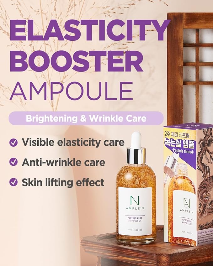 AMPLE:N Peptide Shot 2X Ampoule – Intensive Age Defying Concentrate Face Serum with Peptide Threads – Erasing Wrinkles and Improve Firmness – Lifting Sagging Skin – Hojakdo Tiger Edition, 3.38 fl.oz.