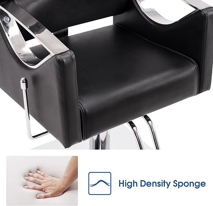 BarberPub Classic Recliner Leathern Barber Chair Heavy Duty Hair Spa Salon Styling Beauty Equipment 3126 (Black)