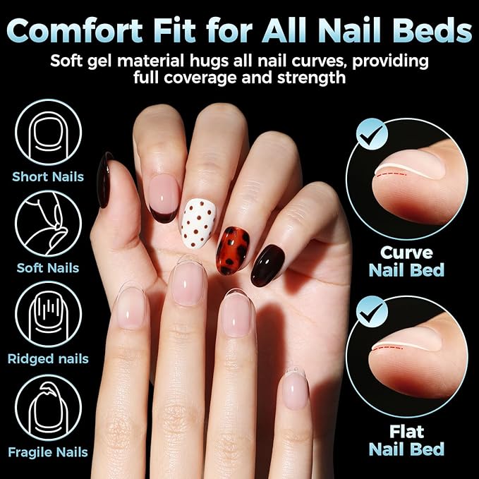 Short Oval Round Nail Tips: 360Pcs Soft Gel Pre-shaped Full Cover Half Matte Short Oval Gel Nail Tips Press on Fake Nails Acrylic for Nail Extension DIY Salon 12 Sizes