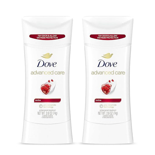 Dove Advanced Care Antiperspirant Deodorant Stick Revive 12 Pack helps skin barrier repair after shaving by boosting skin's ceramide levels 72 hour odor control and all-day sweat protection 2.6 oz