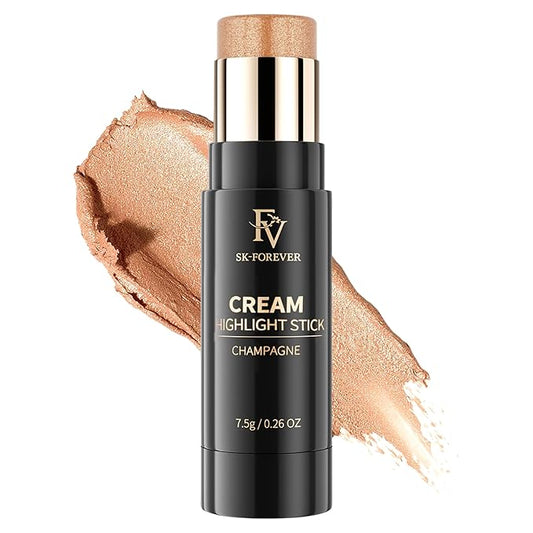 FV Cream Highlighter Stick, Blendable & Long Lasting Highlight Stick with Natural Finish, Shimmer Face Highlighter Makeup for Glowing Skin & Eyeshadow, Cruelty-free, 03 Champagne