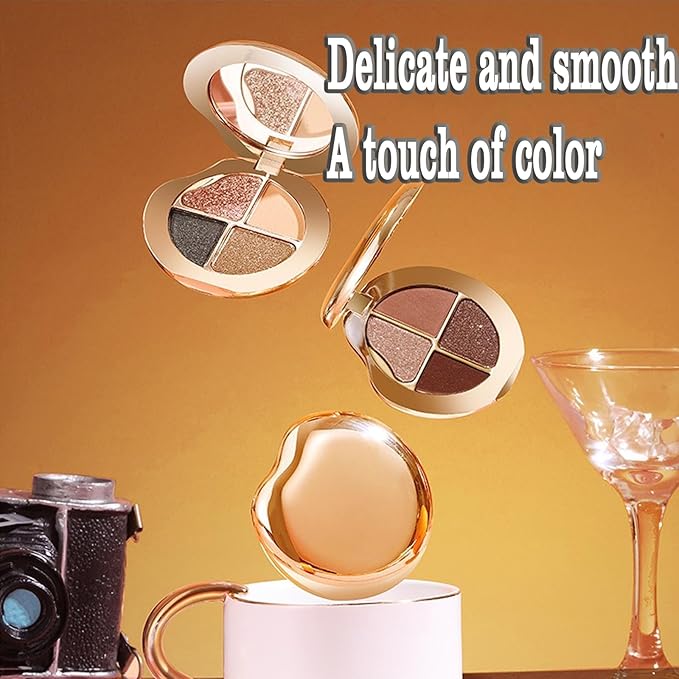 Glow Gallery Highlighting Eye & Cheek Palette, 4-Color Metallic Shimmer Eye & Cheek Palette, Blush and Highlighter Palette, Makeup Set for Shading, Highlighting & Defining the Face (#03)