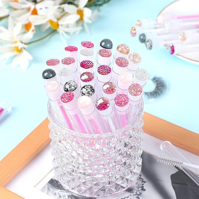 20 Pieces Eyelashes Brush Container Disposable Mascara Bruush Wand Case Lash Spoolies Tube Spoolie Holder Makeup Brush for Eyelash Extension Mix