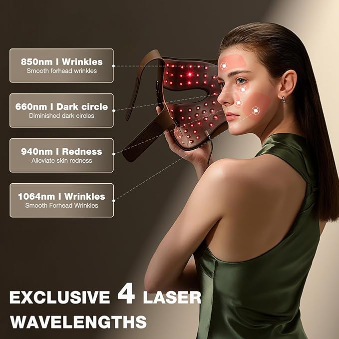 JOVS 4D Laser Light Therapy Mask, Red Light Therapy Mask for Face with FPT Technology, 4 Long Light Waves for Deep Anti-Aging and Wrinkle Reduction, 6× More Powerful than LED Laser Tech