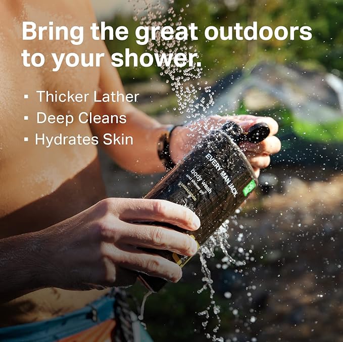 Every Man Jack Nourishing Coastal Moss Mens Body Wash for All Skin Types - Naturally Derived Ingredients - Cleanse and Hydrate Skin with Coconut and Glycerin - 24oz 2 Bottles