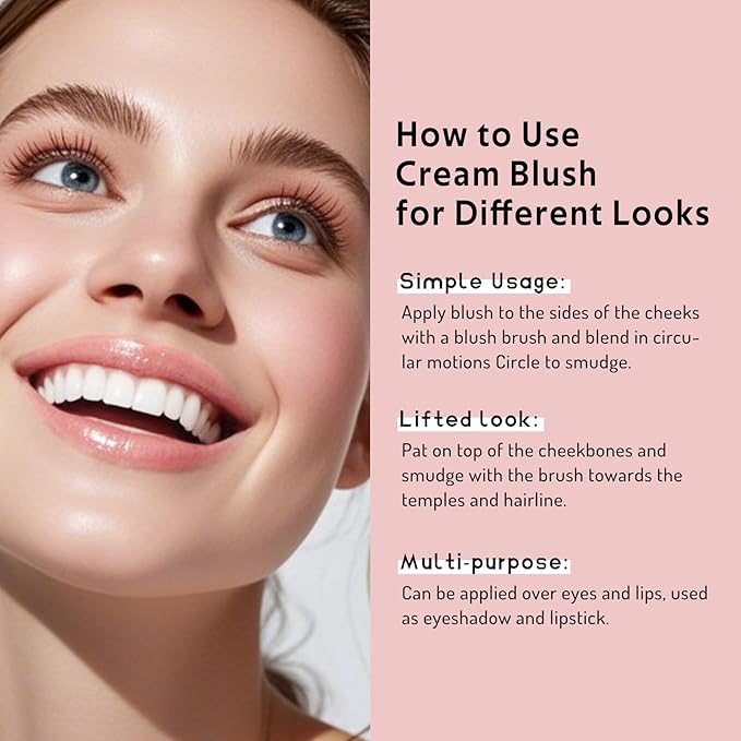 bayfree Multi Cream Blush & Blush Brush Set, Korean Makeup Blush for Cheeks, Multi-Use Face Balm, Lightweight & Hydrating, Blendable Color, Non-Greasy, Soft Bristles for Radiant Finish (Dewy)