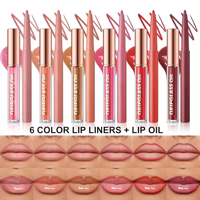 Nude Lip Liner Waterproof Lip Kit With Lip Liner and Gloss Long Lasting Pluming Smudge proof Highly Pigmented Lip Liner Set with Lipgloss (04# Nude)