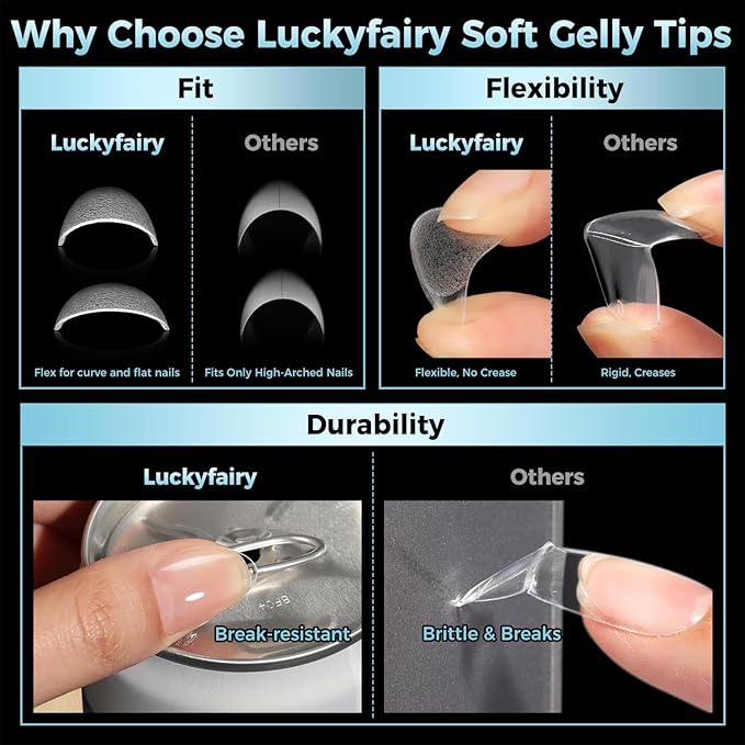 Extra Short Almond Nail Tips, 360pcs Soft Gel Pre-Shaped Acrylic XS Fake Nails, Half Matte Full Cover Clear Press on Flase Nail Tips for Extension Manicure Home DIY 12 Sizes Gelly Tips