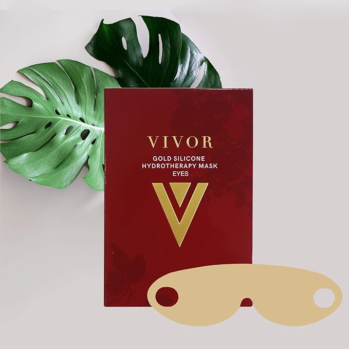 Vivor Gold Silicone Reusable Eye Mask - Luxurious Hydrotherapy Anti aging Experience to Reduce Eye Bags, Crow's Feet, Wrinkles, and Fine Lines. Reusable Up To 100 Times!