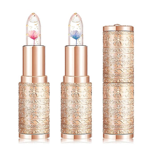 2 Pcs Temperature Color Change Lipstick,Long Lasting Nourishing Moisturizing Lipgloss,Magic Temperature Color Changing Lipstick,Lip Gloss,Waterproof Matte Lip Balm Makeup AB010