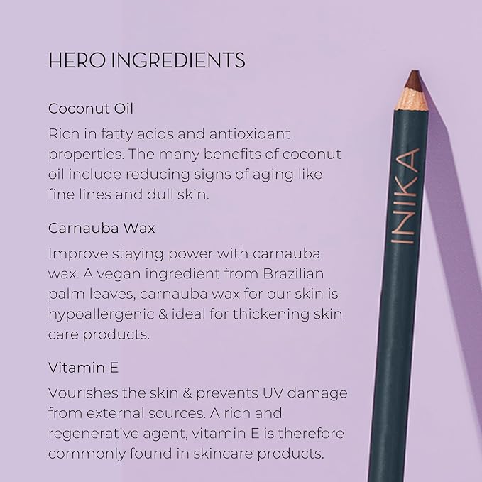 INIKA Organic Hypoallergenic Vegan Eye Pencil | Long-Lasting, Water-Resistant Makeup, Richly Pigmented, Vit E + Coconut Oil, Gentle for Sensitive Eyes, Cruelty-Free & Sustainable Packaging. BLACK