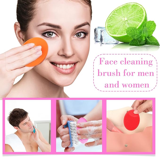20 Pack Face Scrubber Soft Silicone Facial Cleansing Brush Face Wash Brush for Deep Cleaning Face Scrub Brush for Massage Face Exfoliator Blackhead Removing Face Cleansing Pads Silicon Face Cleaner