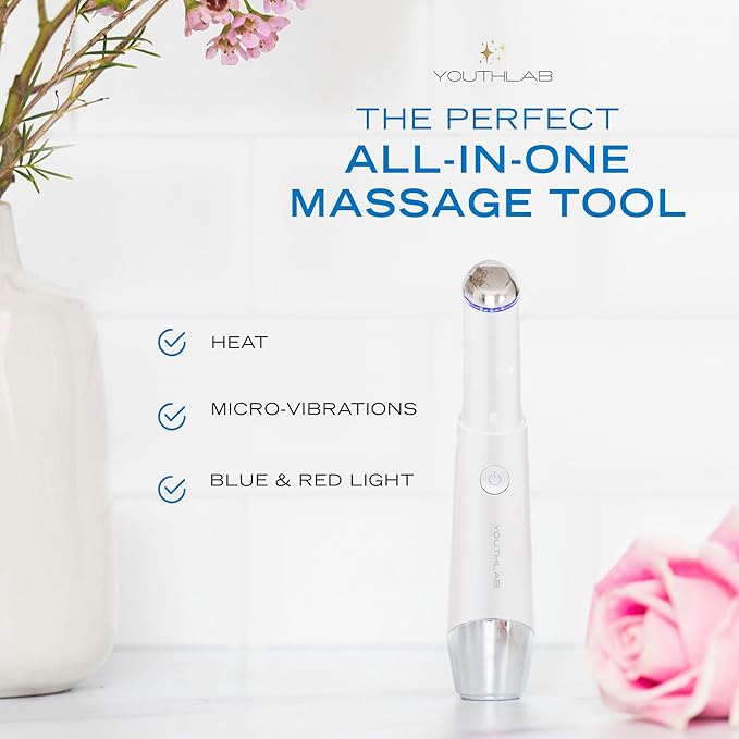 Eye & Face Wand/Tool – Heated Eye Wand with Vibration for Puffiness, Tired Eyes, Brighter Under Area, Redness Relief, Product Absorption, Smoother Skin & Relaxing Massage