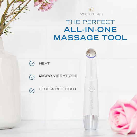 Eye & Face Wand/Tool – Heated Eye Wand with Vibration for Puffiness, Tired Eyes, Brighter Under Area, Redness Relief, Product Absorption, Smoother Skin & Relaxing Massage